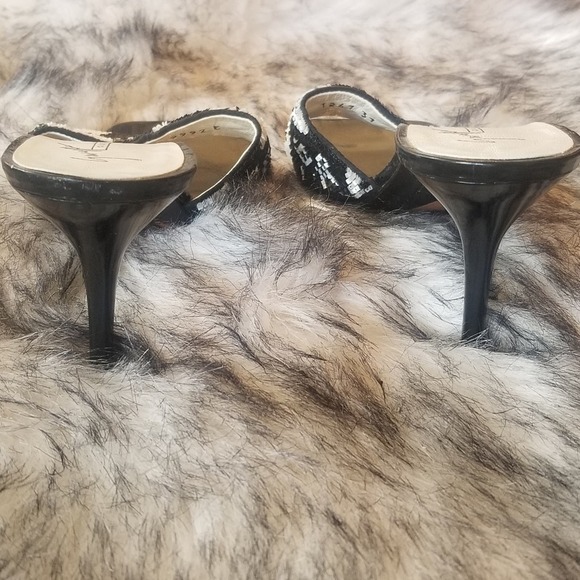 GUISEPPE ZANOTTI DESIGN Women's Black and White Sequin Slides size EU 37, US 7 - Picture 4 of 9